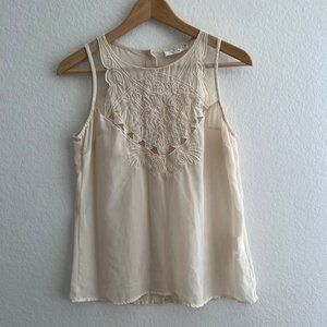 KENAR Sleeveless Blouse Top with Lace Appliqués